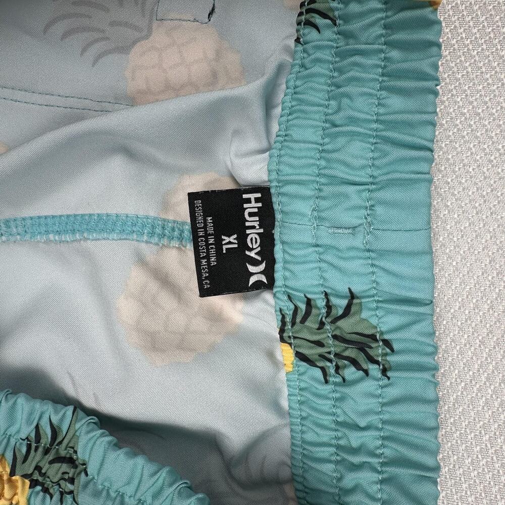Hurley Shorts Mens XL Blue Pineapple Print Swim Trunks Elastic Waist Tropical - Picture 3 of 10